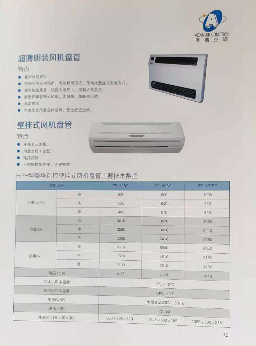 壁掛式風機盤管廠家